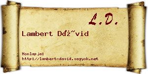 Lambert Dávid névjegykártya